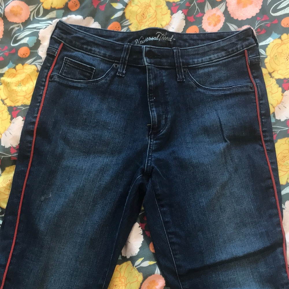 Red Piped Skinny Jeans